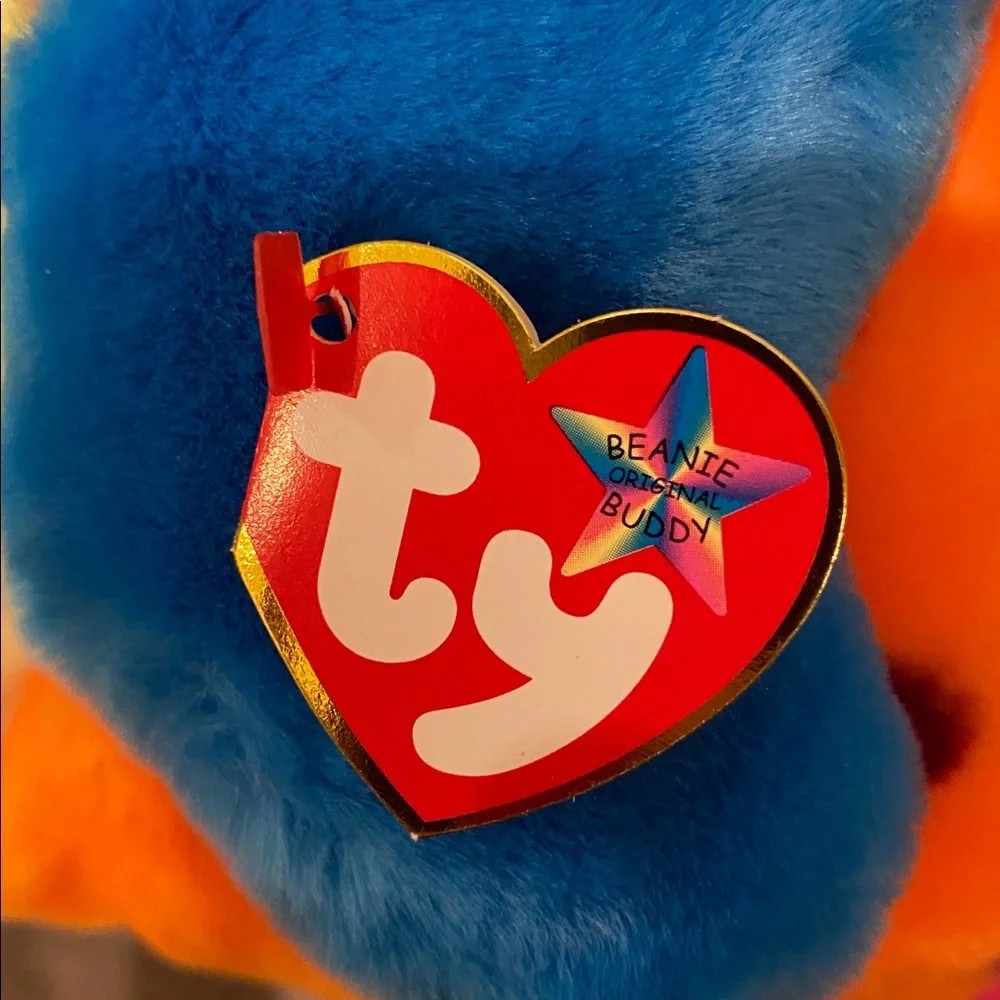 Ty Plush Fish Toy with Orange, Blue, and Purple